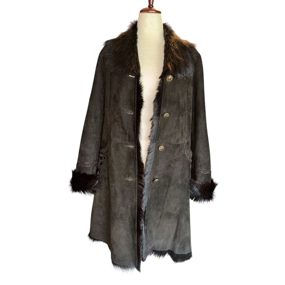 Amara Rosa Y2K  Leather Penny Lane Revival Coat Boho Glam Medium - Picture 9 of 11